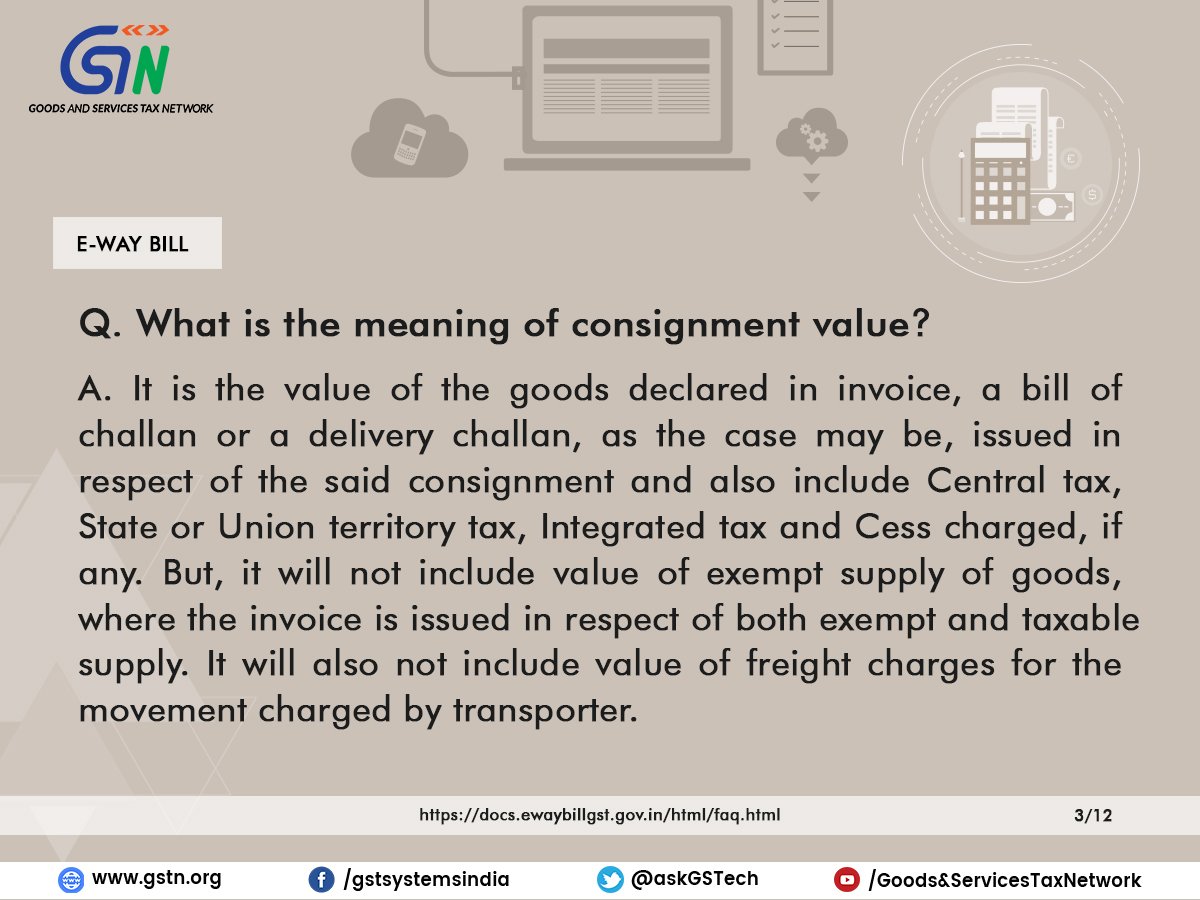 What would be consignment Value of Eway bill